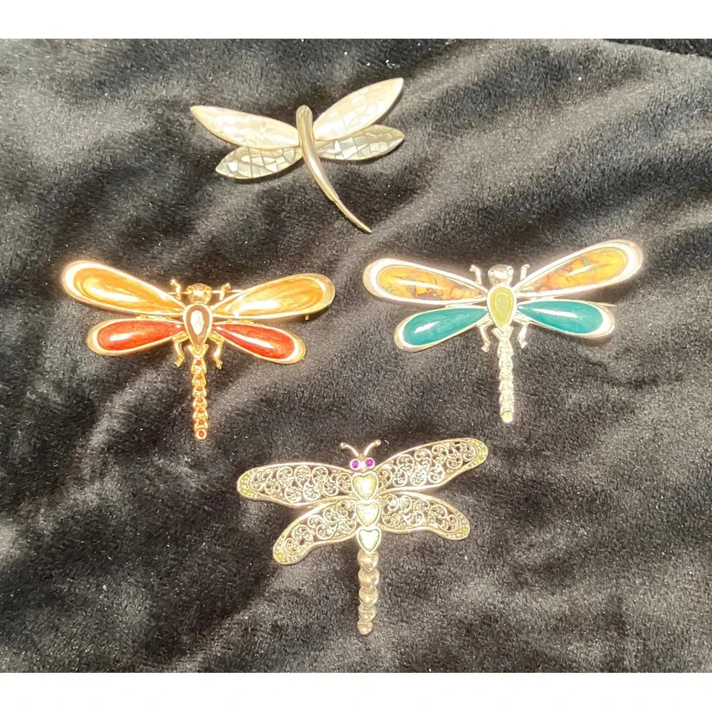 Dragonfly Brooch Pin Lot Women Multicolor Enamel Mother of Pearl